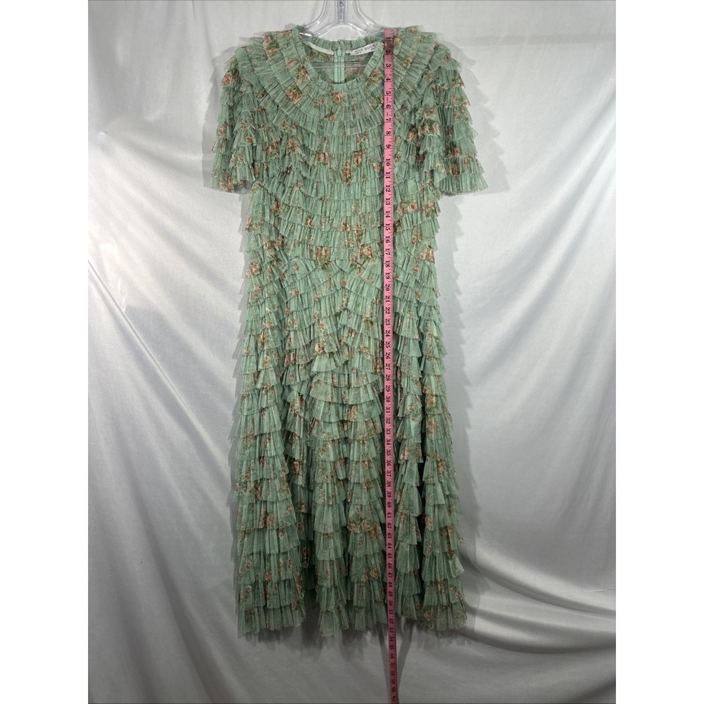 NWT Mac Duggal [ 14 ] 8014 Ruffle Tiered Short‎ Sleeve A Line Dress Sage J1819 - Picture 8 of 15